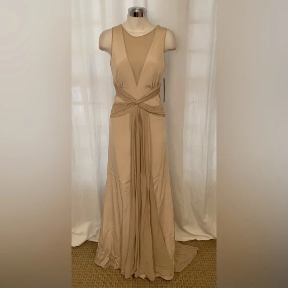 NICOLE MILLER COLLECTION LATTE / NUDE FORMAL GOWN WEDDING DRESS Sz 4 Sz 6  Sz 8